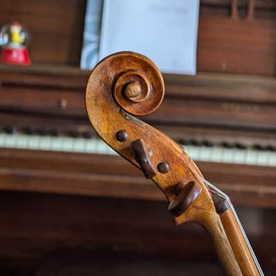 Revived Old 4/4 Bench-Made Violin Labeled Pietro Perni 1892, Vintage Roman Labeled Fiddle Outfit w/ Holstein Pernambuco Bow and Antique Case image 5
