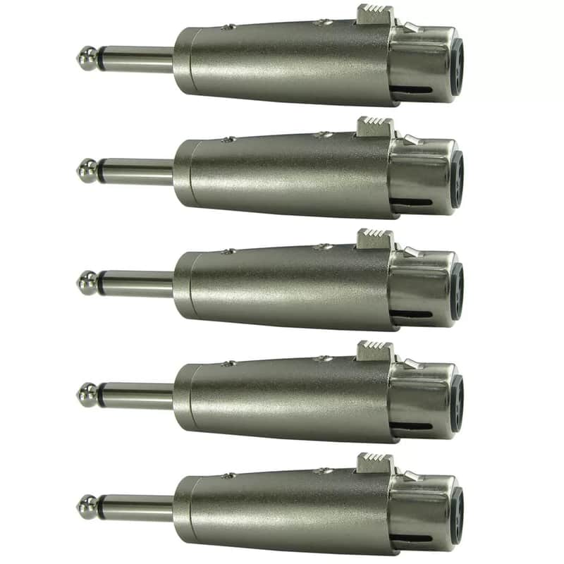 5 Pack 3 Pin Xlr Female To 1/4" Inch Male Mono Mic Cable Cord Pa Dj Adapter image 1