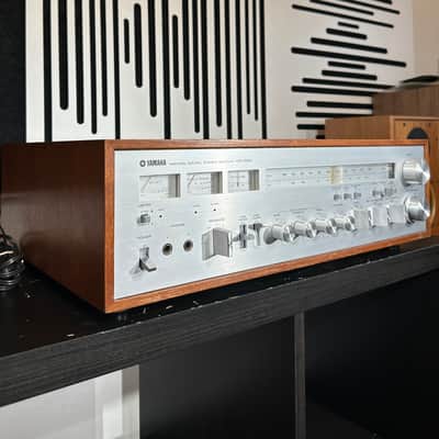 Yamaha CR-1020 Natural Sound Stereo Receiver 1970s - Silver with Wood Cabinet image 1