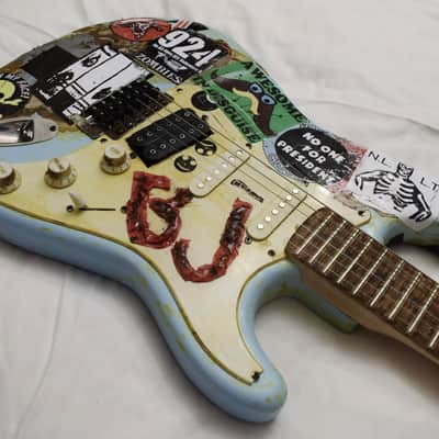 Billie Joe Armstrong Blue Electric Guitar BJ Replica Relic and Gig Bag Green Day image 14