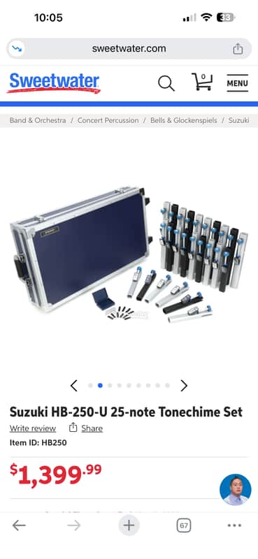Suzuki HB-250 25-Note Tone Chime Set with Case 2020s - Standard image 1