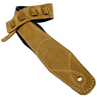 Walker and Williams C-22-SB New Brown Roughout Handmade Soft Signature Suede Leather 3" Wide Guitar Strap For Acoustic, Electric, And Bass Guitars image 1