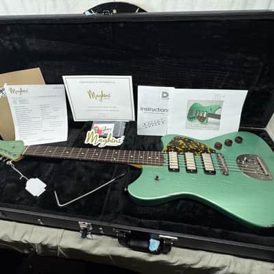 Maghini Guitars Skylark Baritone Guitar with COA + Gator Case 2023 - Lightly Aged Jade Metallic image 1