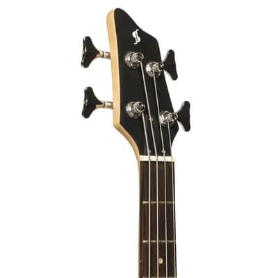 Stagg Fusion SBF-40 3/4 Size Solid Ash Body 4-String Electric Bass Black image 4