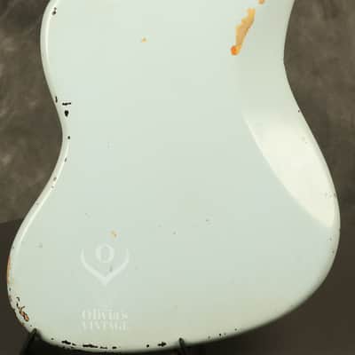 RARE custom color 1962 pre-CBS Fender Jazzmaster w/SLAB BOARD original SONIC BLUE over Sunburst image 14
