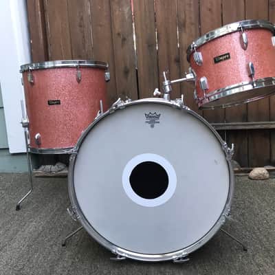 Tempro Pearl stencil drum set 1970's Pink sparkle image 1