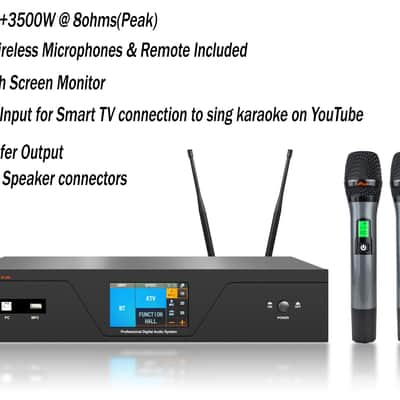 IDOlpro IP-300 7000W Touch Screen Monitor Professional Digital Amplifier Equipped With Dual Wireless Microphones, DSP Sound Professor, Optical/HDMI/Bluetooth/Sub Output image 2