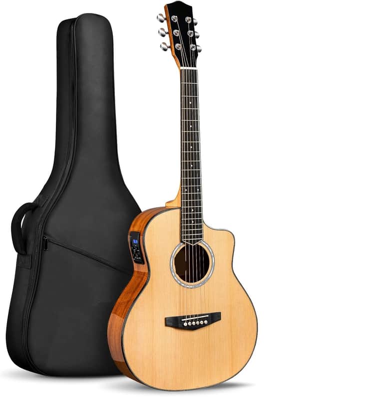 Electric Acoustic Guitar 3/4 Size - 36 Inch Acoustic Electric Guitar Cutaway Acustica Guitarra Bundle for Beginners and Students, Spruce Top, Guitarra Electro Acustica image 1
