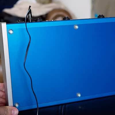 Custom x0xb0x by Andy Pledger. Blue metal with green LEDs. TB-303 style analog synthesizer sequencer image 5