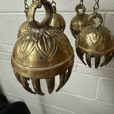 Dobani ELPB 5-Piece Elephant Bells on Holder, Solid Brass, Graduated from 1.5"-3" image 2