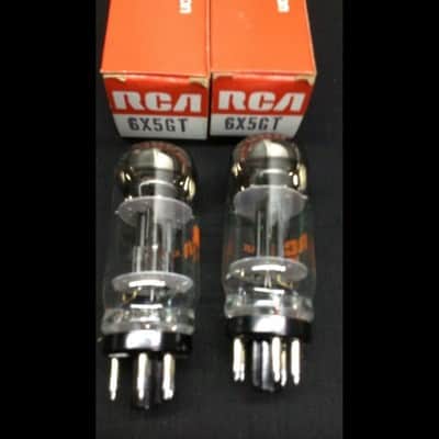 NOS Matched Pair RCA 6X5GT Black Plate Radio Audio Vacuum Tubes F.9678 image 2