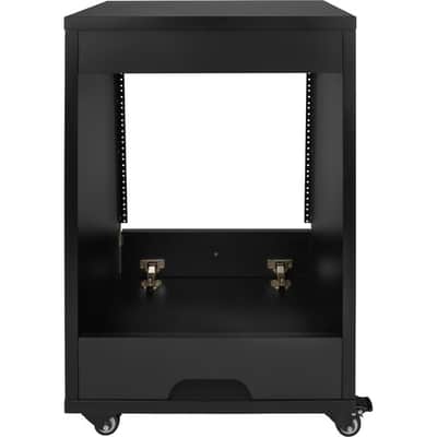 Gator Elite Furniture Series 12U Angled Studio Rack with Locking Casters Standard Black Finish image 4
