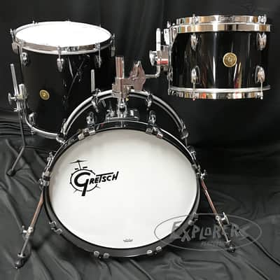 Gretsch USA Custom Round Badge 3 Piece Maple/Gum Shell Pack in Piano Black - 18,12,14 image 8