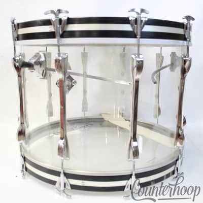 Ludwig 22x14"Vistalite Clear Bass Drum+Rare Mach Lugs Vintage 70s Blue/Olive USA image 6