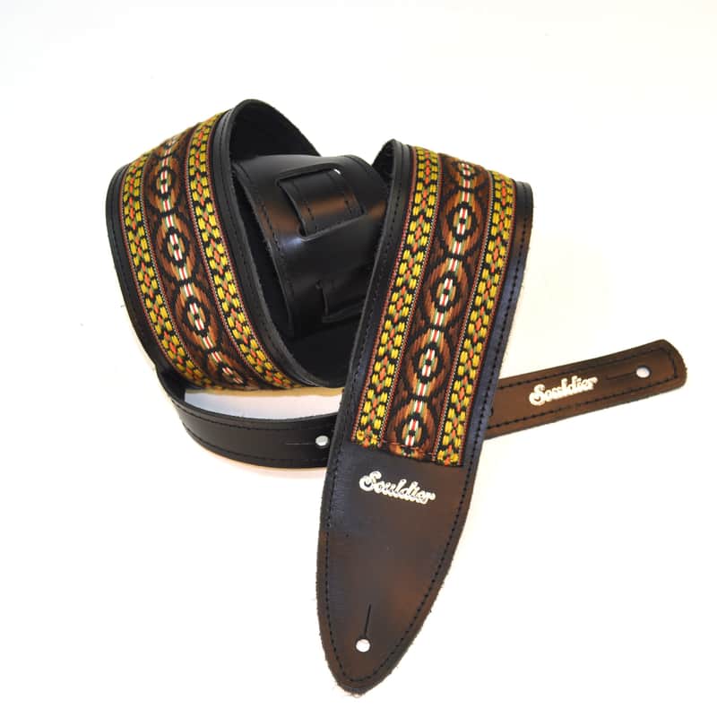 Souldier 'Torpedo' Leather Guitar Strap - Bohemian in Brown image 1
