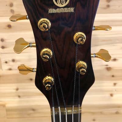 Alembic Mark King Deluxe Custom Lined Fretless 5 string Bass 2002 CocoBolo LED's image 7