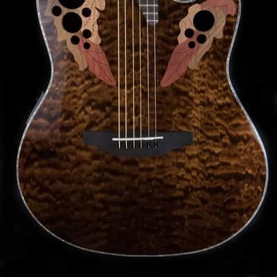 Ovation CE44P-TGE Exotic Celebrity Elite Plus Selected Figured Top Mid-Depth Lyrachord Body Nato Neck 6-String Acoustic-Electric Guitar image 4