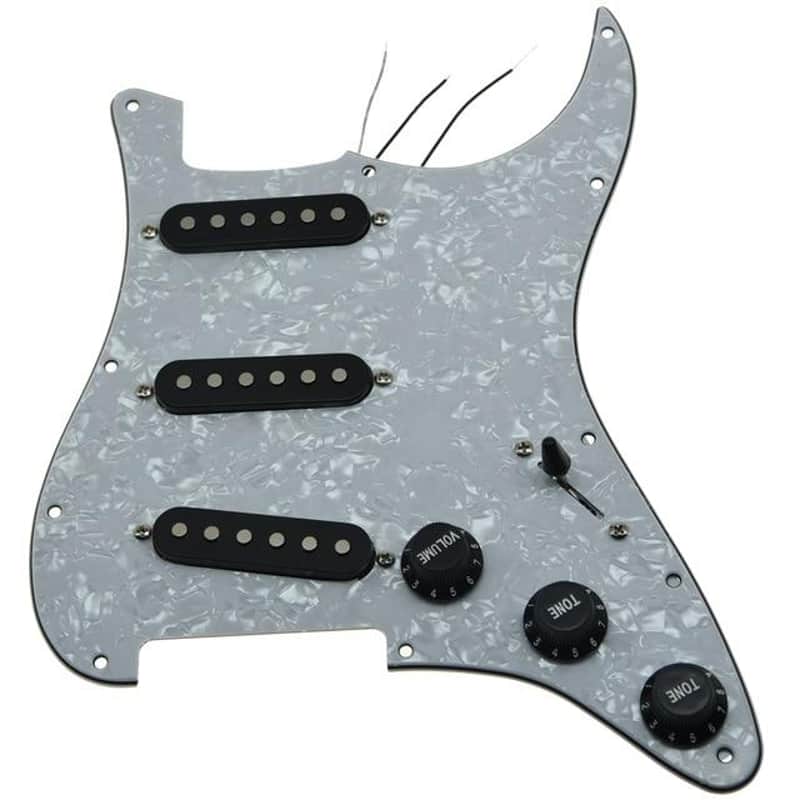 Strat Pickguard Custom-White Pearll-BK image 1