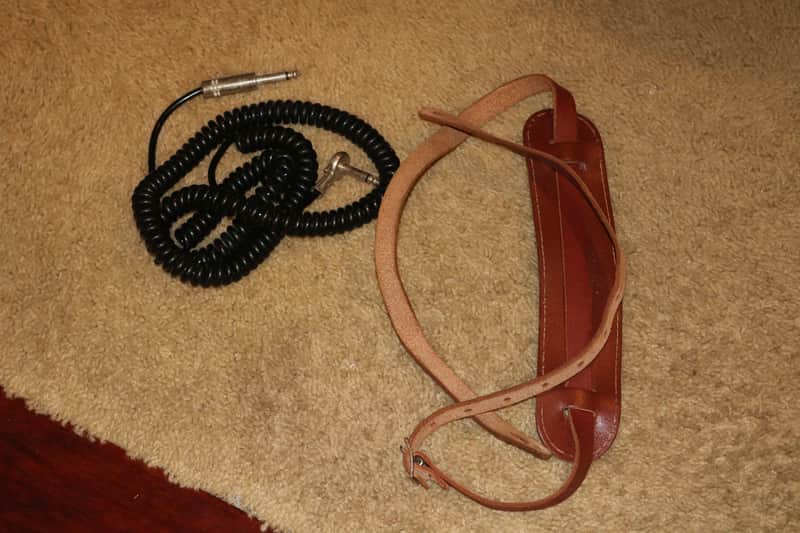 1960's  Vintage Leather Strap and bonus MIJ curly cable image 1