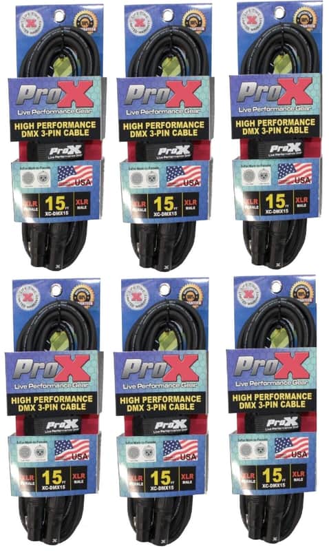 6X ProX XC-DMX15 15 Ft. High Performance DMX Male 3-Pin to DMX Female 3-Pin Cable image 1