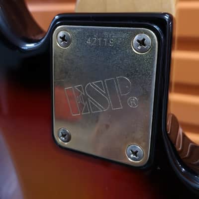 ESP Made in Japan Custom Order Left Handed Fretless Jazz Bass Sunburst image 7