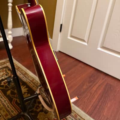 1966–67 Martin GT-75 Burgundy finish.  Comes/w Carrying case– All Original w/ DeArmond Pickups & Bigsby image 6