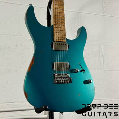 Mayones Aquila Aged V24 S 6 Electric Guitar w/ Case - Monolith Metallic Neon Green Nitro (Aged) image 4
