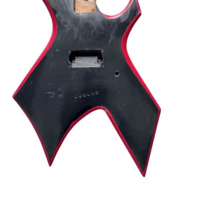 Custom Black Red Guitar Warlock Style Body, String Through Bridge image 1