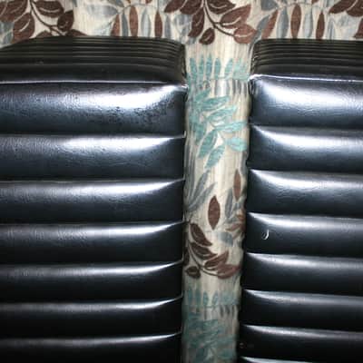 Pair of Kustom Tuck and Roll 302 PA 70's Black Speakers with 2-12" and 3-8" in each nice cabinet image 6
