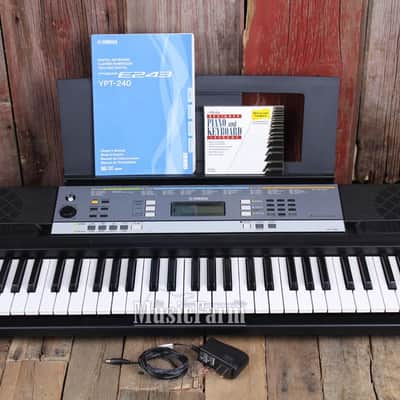 Yamaha YPT 240 Portable 61 Key Digital Keyboard with Power Supply and Manual image 1