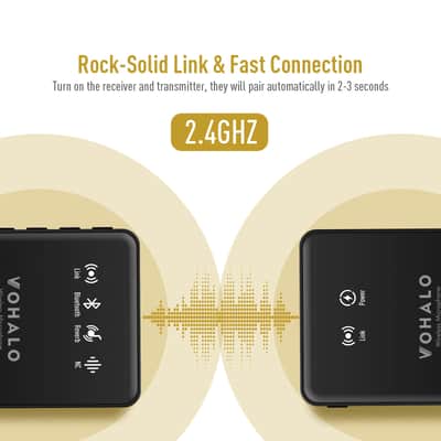 VOHALO Wireless Lavalier Microphone for iPhone, Android & PC, Mini Clip-on Lapel Bluetooth Mic with Noise Reduction for Video Recording, Streaming, Vlog, YouTube, TikTok(U.S. domestic inventory) image 3