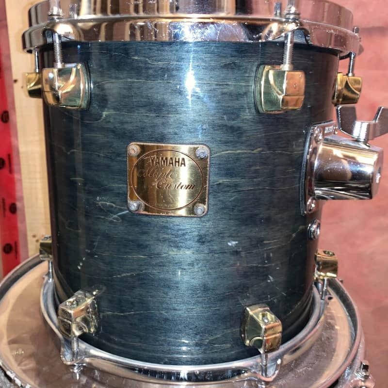 Yamaha Maple Custom Tom 10" x 10" Sea Blue GOLD Good Condition image 1