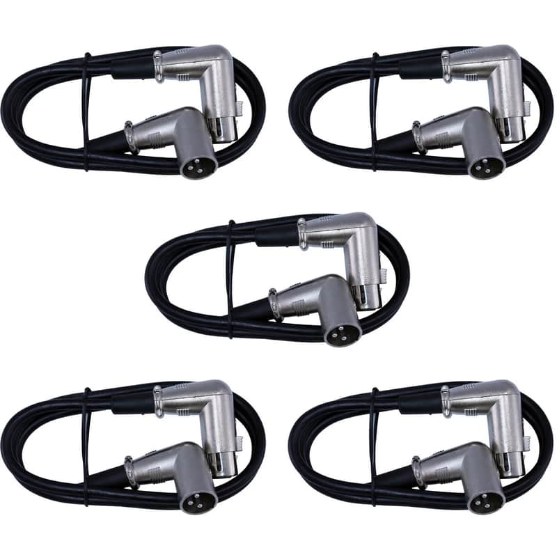 5pack 6 ft foot Right Angle 90 degree 3pin XLR mic microphone audio cords cables image 1