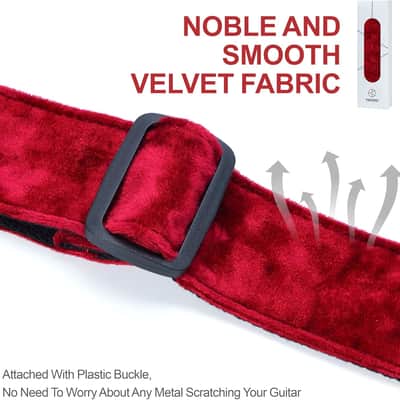 Guitar Strap 2 inch Velvet Guitar Straps with Full Grain Leather End, for Bass Electric and Acoustic Guitars, Free Strap Button, 2 Strap Locks and 4 Guitar Picks image 4