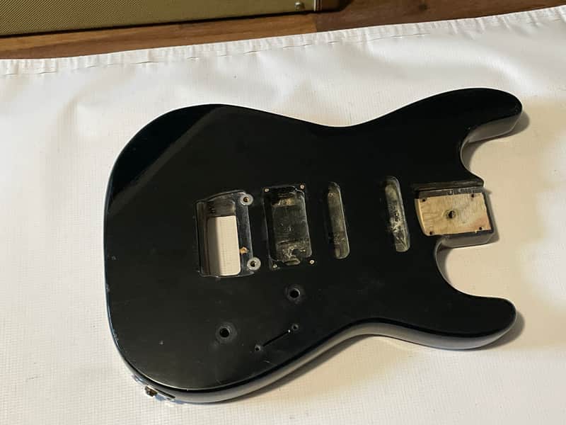1989-91 Charvette by Charvel Model 250 Black Plywood Guitar Body image 1