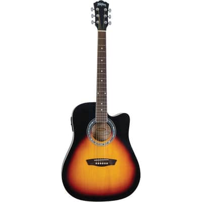 Washburn WA90CE Dreadnought Acoustic-Electric Guitar Vintage Tobacco Sunburst image 1