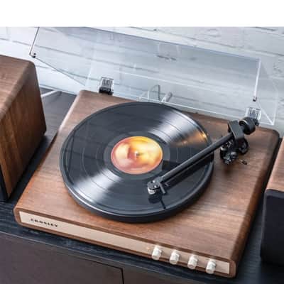 Crosley C65  Record Player with speakers system Belt-Drive 2-Speed  Turntable Record Walnut and Gold- NEW image 9