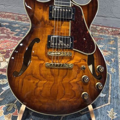 Ibanez AM93QA Artcore Exp S-H Electric Guitar, Ebony, Vintage Violin High Gloss image 2