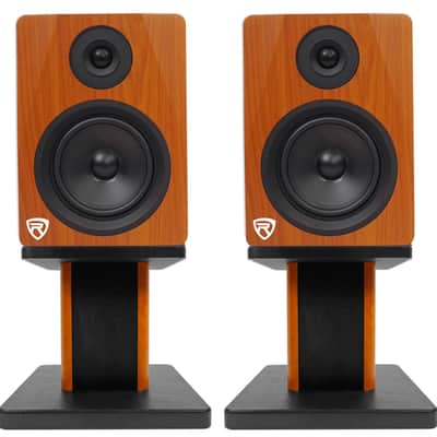 (2) Rockville APM5C 5.25" 250W Powered USB Studio Monitor Speakers+Wood Stands