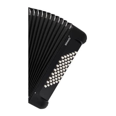 Hohner Bravo II 48 Chromatic Piano Key Accordion - Jet Black image 5