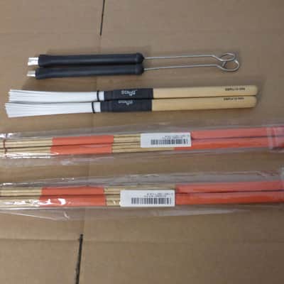 drum brush 4x pair set rubber traditional + Stagg nylon + bamboo - never used image 2