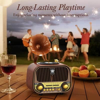 Retro AM/FM/SW Radio Bluetooth Speaker 5W Vintage Gramophone Style USB-C Rechargeable image 5