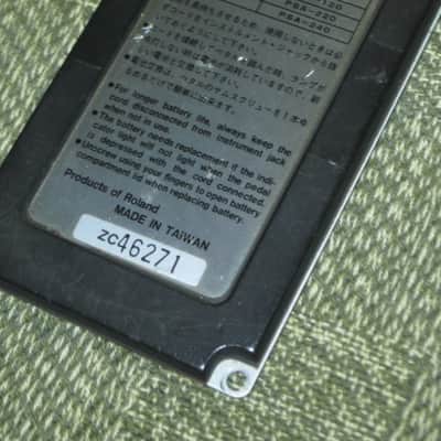 used medium relic'd genuine Boss Bottom Plate (Silver Label Taiwan) for compact (regular) size pedal, from March 1991 - PLATE PART: Metal w/ Silver Finish / BOTTOM LABEL: SLT / EXTERIOR PADDING: Black stiff hardened rubber - NO: pedal/screws/other items image 8