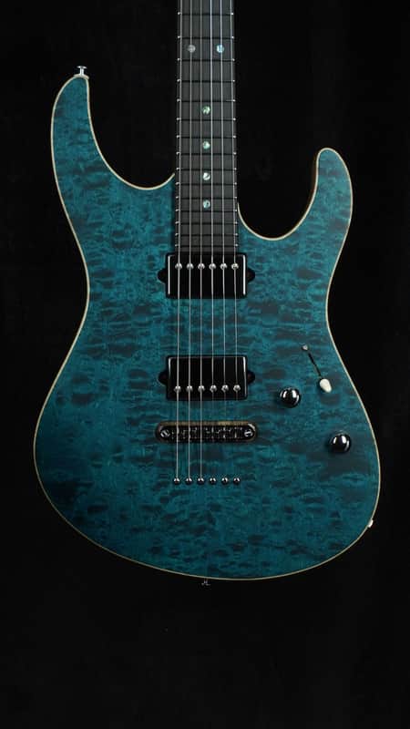 Suhr Custom Modern in Transparent Teal with Black Limba Body image 1