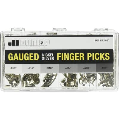 Dunlop 3020 Nickel Sliver Cabinet of 120 Finger Picks image 1
