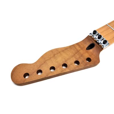 Brio Floyd Rose Nut Locking Nut T-Style Guitar Neck Roasted Maple 12" Radius 10 mm Holes 22 Frets Satin Finish image 3