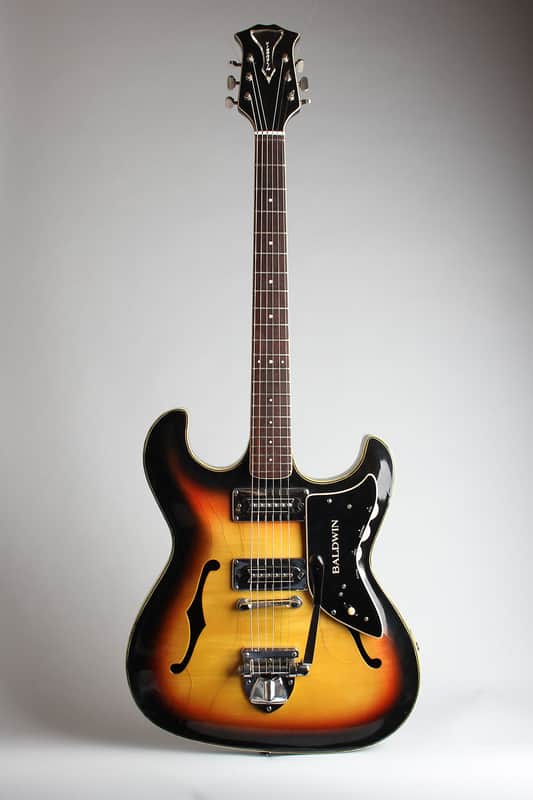 Baldwin - Burns Vibraslim Semi-Hollow Body Electric Guitar (1966), ser. #14434, black hard shell case. image 1