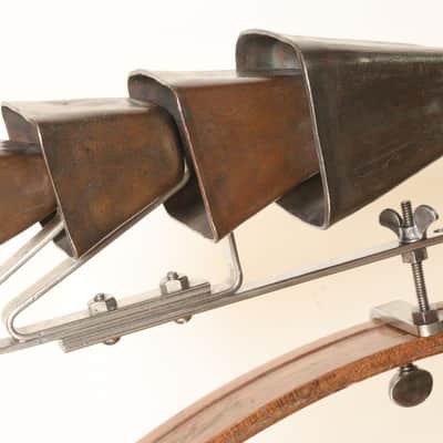 Rare 4 Pc. Tuned Cow Bell Set with Height-Adjustable Holder, Traps Era -1920s / INSPECTED & TESTED image 4
