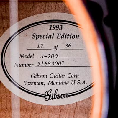 1993 Gibson J-200 Special Edition Ren Ferguson Antique Natural Spruce + Maple, 1 of 36, Near-Mint w/ Case, CoA image 6