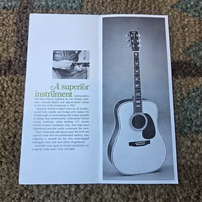 Vintage 1969 Martin D-45 Reintroduction Pamphlet! Rare, Original Case Candy, Paperwork! image 2